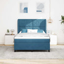 vidaXL Boxrugós ágy fejtámlával Sötét kék 200 x 140 cm Bársony