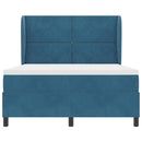 vidaXL Boxrugós ágy fejtámlával Sötét kék 200 x 140 cm Bársony
