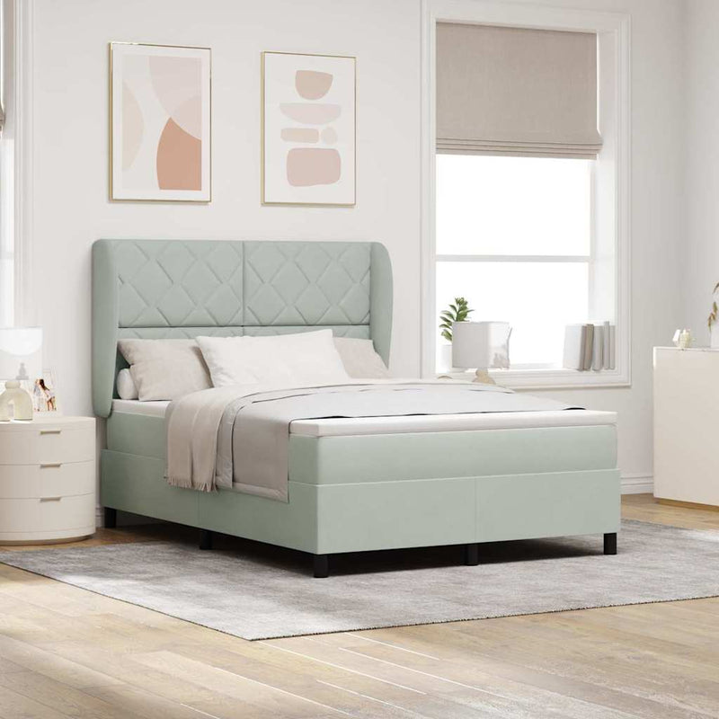 vidaXL Boxrugós ágy matracmal Világosszürke 160 x 200 cm Bársony