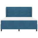 vidaXL Boxrugós ágy matracmal Sötétkék 180 x 200 cm Bársony