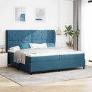 vidaXL Boxrugós ágy matracmal Sötét kék 200 x 200 cm Bársony