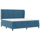 vidaXL Boxrugós ágy matracmal Sötét kék 200 x 200 cm Bársony