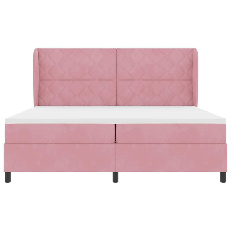 vidaXL Boxrugós ágy matracmal Rózsaszín 200 x 200 cm Bársony