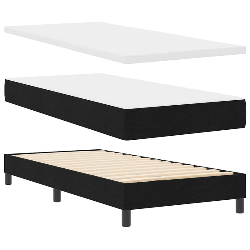 vidaXL Boxspring ágy matraccal Fekete 80 x 200 cm Szövet és Mérnöki Fa