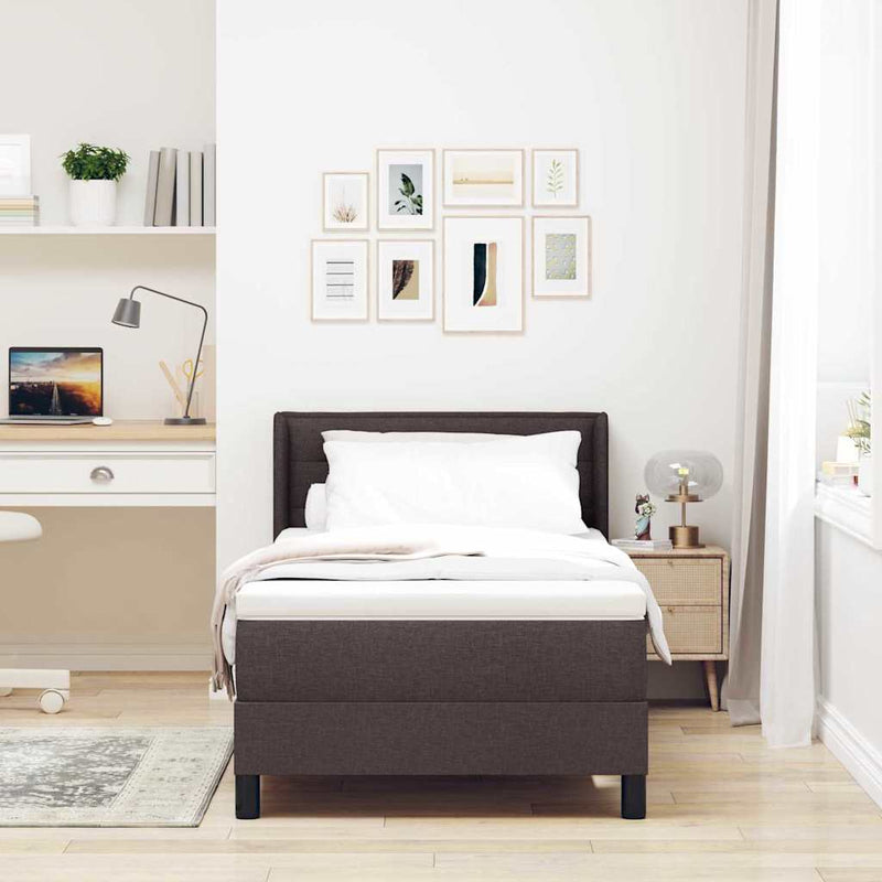 vidaXL Boxspring ágy matraccal matracmal Sötét Barna 90 x 200 cm