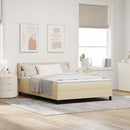vidaXL Boxrugós ágy fejtámlával Krém 190 x 140 cm szövet
