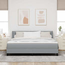 vidaXL Boxrugós ágy fejtámlával Világosszürke 200 x 180 cm szövet