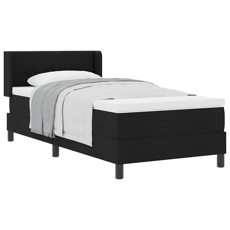vidaXL Boxspring ágy matraccal Fekete 80 x 200 cm Szövet és Mérnöki Fa