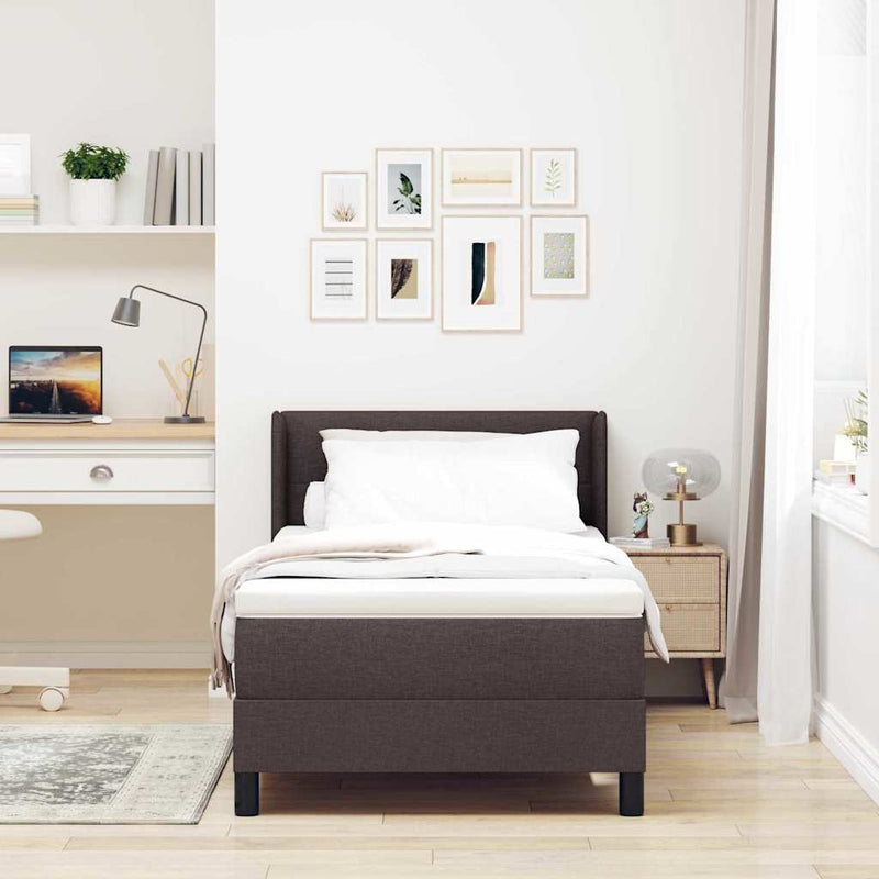 vidaXL Boxspring ágy matraccal matracmal Sötét Barna 90 x 200 cm