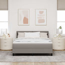 vidaXL Boxrugós ágy fejtámlával Tópszínű 200 x 160 cm szövet