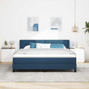 vidaXL Boxrugós ágy fejtámlával Kék 200 x 180 cm szövet