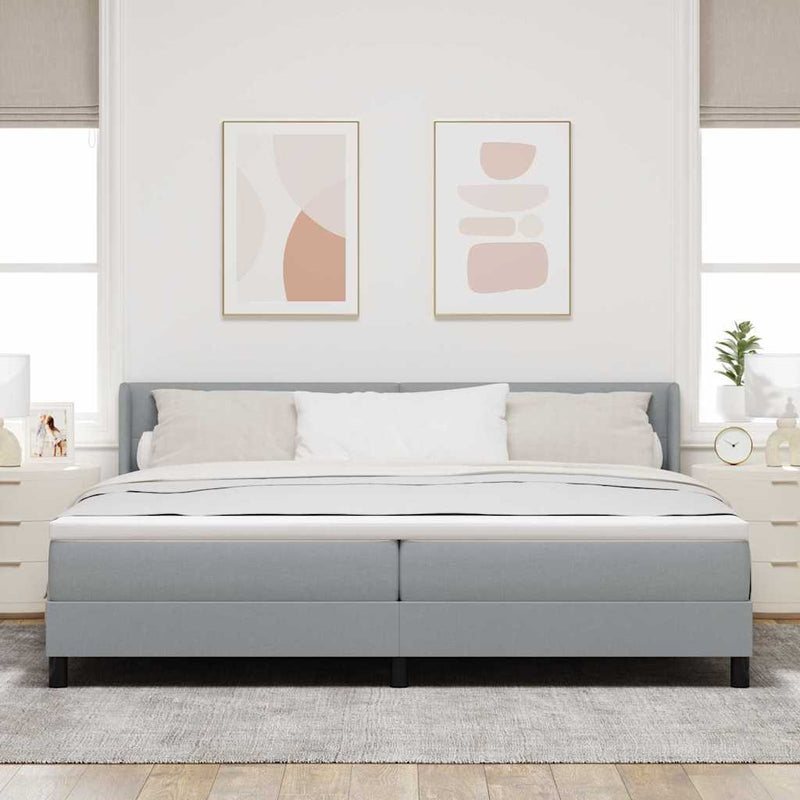 vidaXL Boxspring ágy matraccal matracmal Világosszürke 200 x 200 cm
