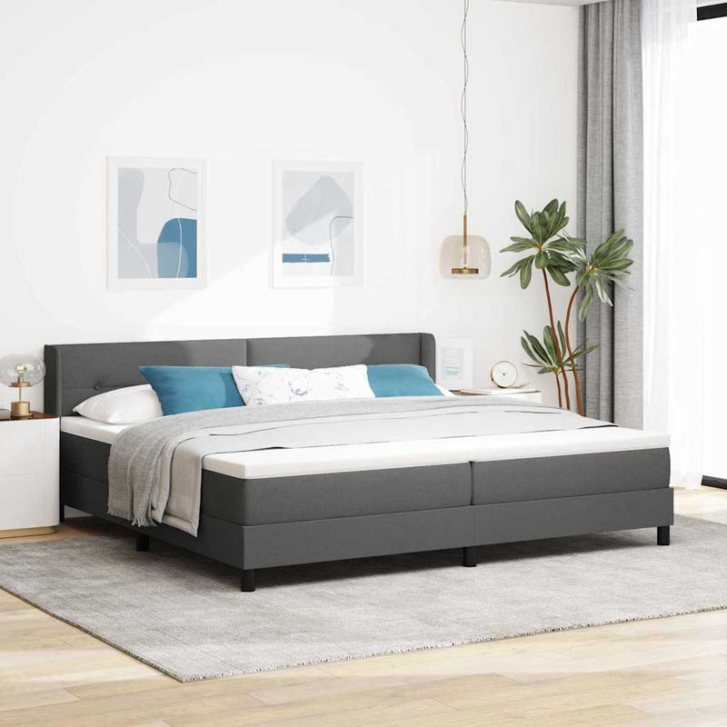 vidaXL Boxspring ágy matraccal matracmal Sötétszürke 200 x 200 cm