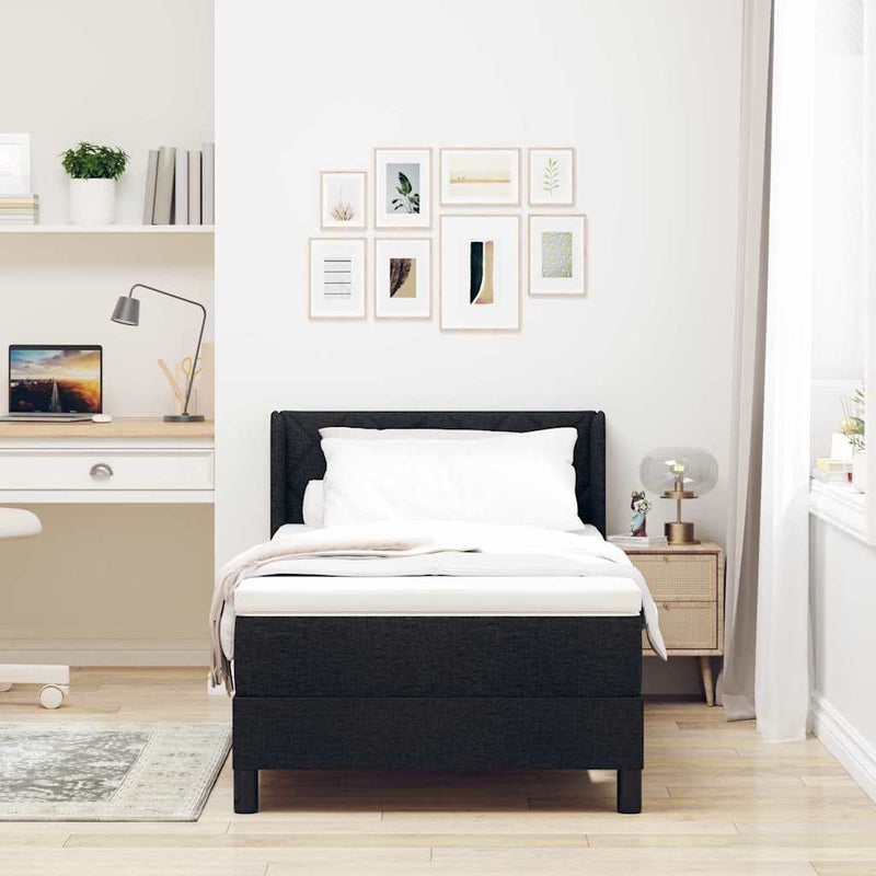 vidaXL Boxspring ágy matraccal Fekete 90 x 190 cm Szövet és Mérnöki Fa