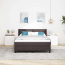 vidaXL Boxrugós ágy fejtámlával Sötét Barna 200 x 140 cm szövet