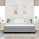 vidaXL Boxrugós ágy fejtámlával Világosszürke 200 x 180 cm szövet