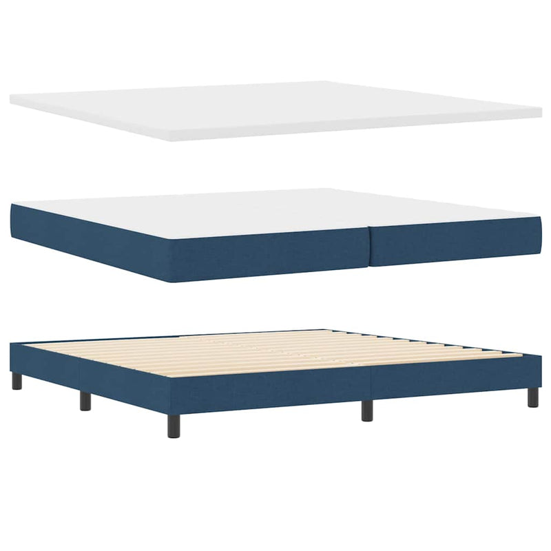 vidaXL Boxspring ágy matraccal Kék 200 x 200 cm Szövet és Mérnöki Fa