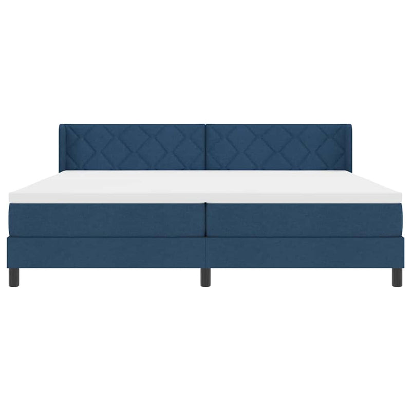 vidaXL Boxspring ágy matraccal Kék 200 x 200 cm Szövet és Mérnöki Fa