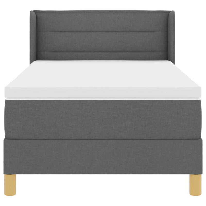 vidaXL Rugós Ágy matracmal fejtámlával Sötétszürke 90 x 190 cm szövet