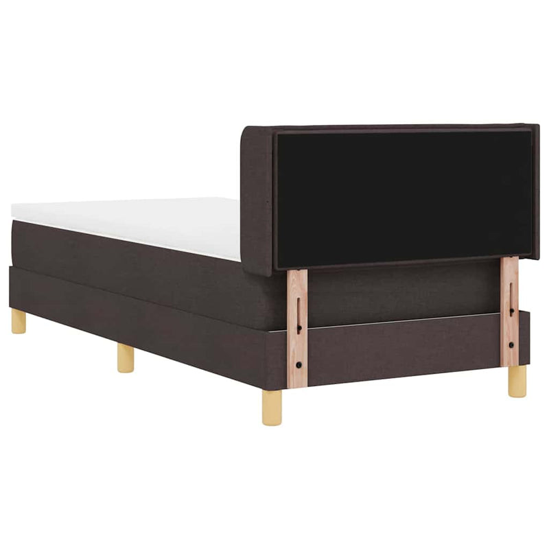 vidaXL Boxrugós ágy matracmal Sötétbarna és fehér 90 x 200 cm szövet