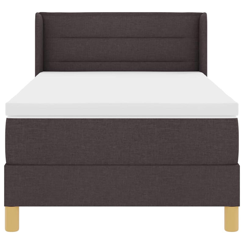 vidaXL Boxrugós ágy matracmal Sötétbarna és fehér 90 x 200 cm szövet