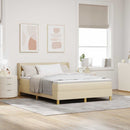 vidaXL Boxrugós ágy matracmal fejtámlával Krém 200 x 140 cm szövet