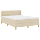 vidaXL Boxrugós ágy matracmal fejtámlával Krém 200 x 140 cm szövet