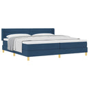 vidaXL Boxrugós ágy matracmal fejtámlával Kék 200 x 200 cm szövet
