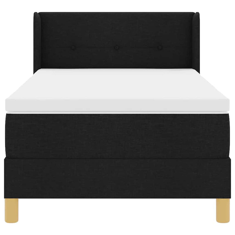 vidaXL Boxrugós ágy Fekete és fehér és fekete 80 x 200 cm szövet