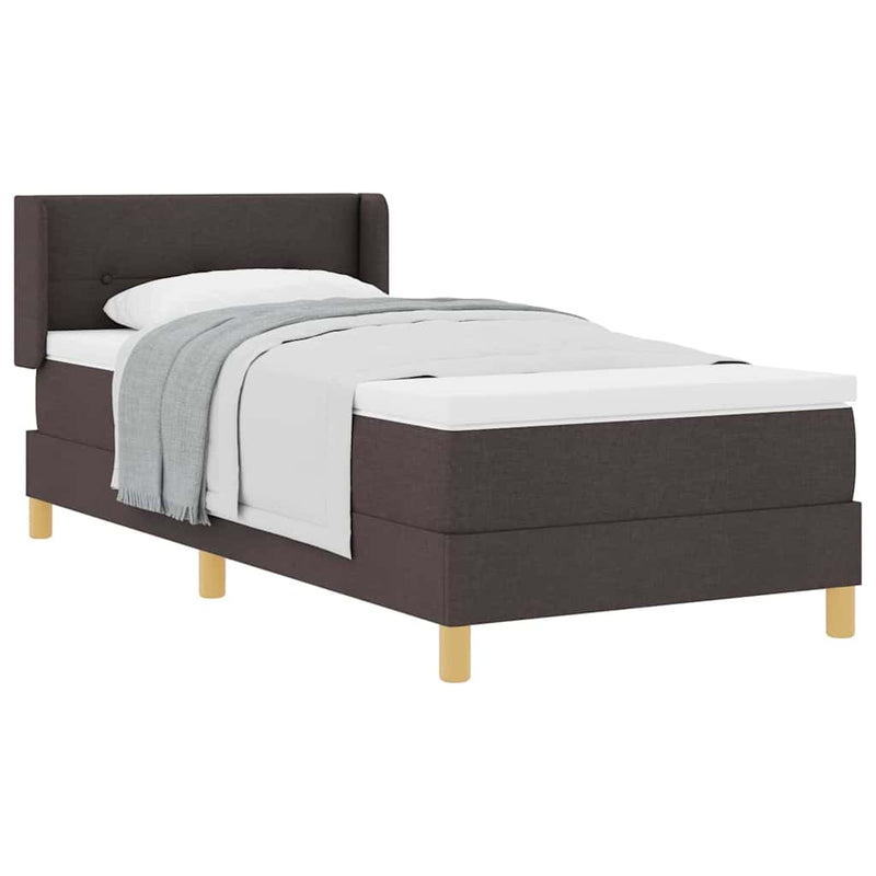 vidaXL Boxrugós ágy matracmal Sötétbarna és fehér 80 x 200 cm szövet