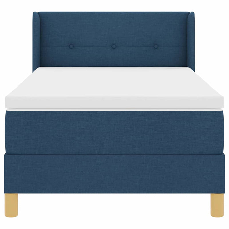 vidaXL Rugós Ágy matracmal fejtámlával Kék 80 x 200 cm szövet