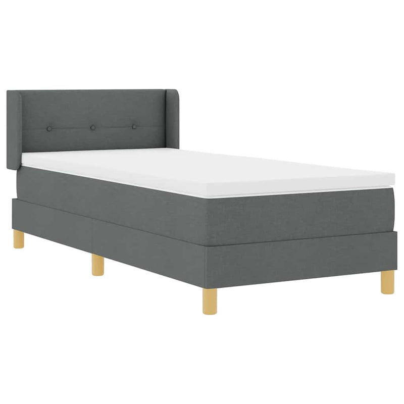 vidaXL Rugós Ágy matracmal fejtámlával Sötétszürke 90 x 190 cm szövet