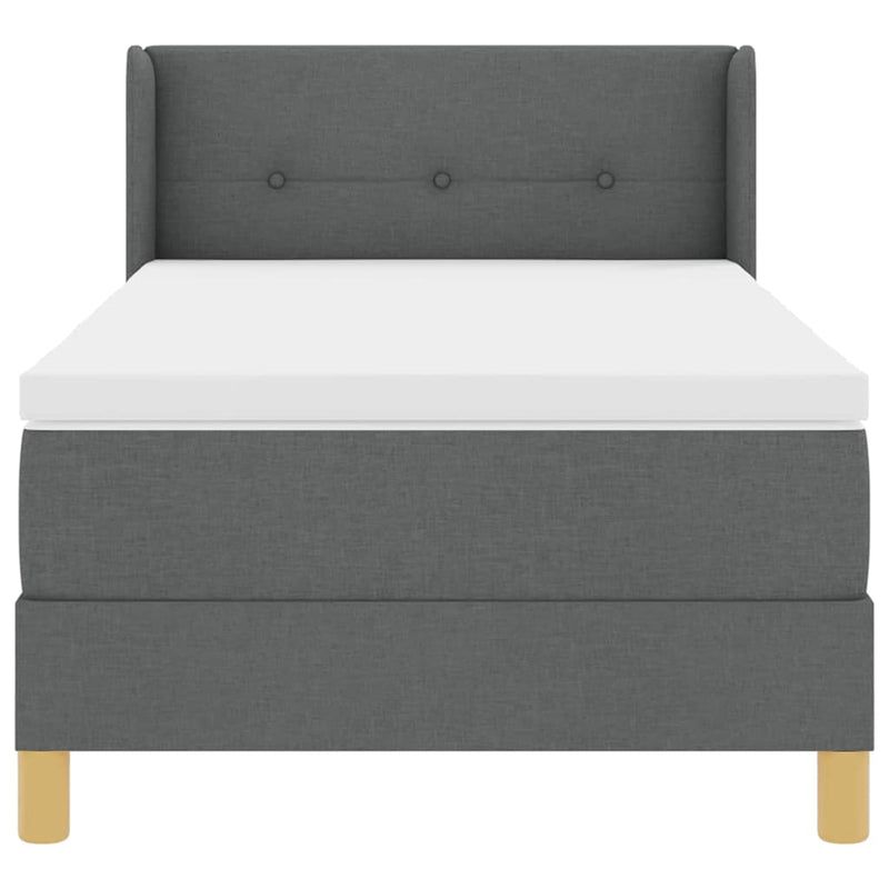 vidaXL Rugós Ágy matracmal fejtámlával Sötétszürke 90 x 190 cm szövet