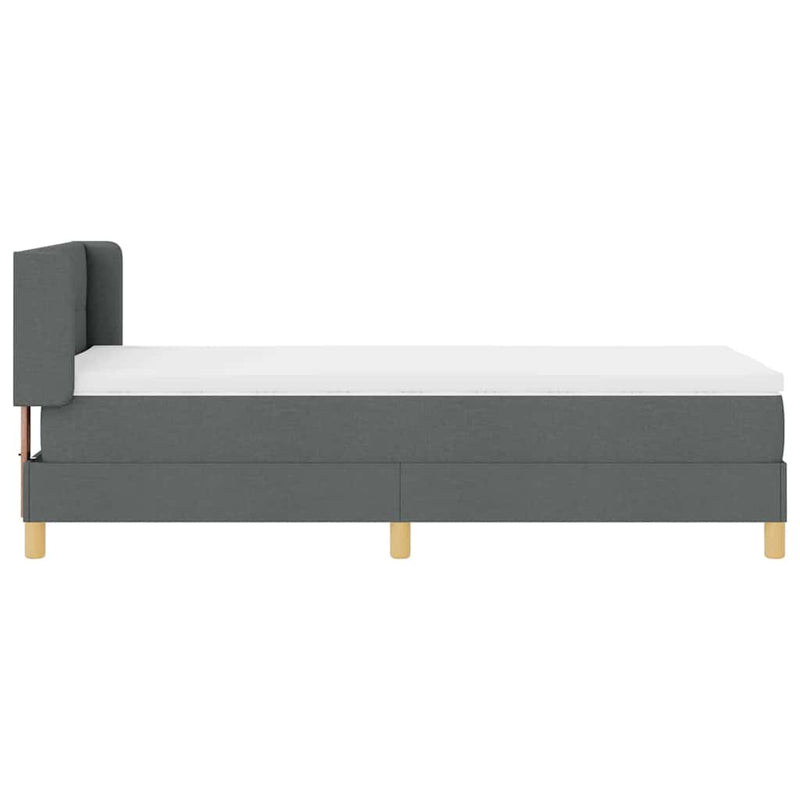 vidaXL Rugós Ágy matracmal fejtámlával Sötétszürke 90 x 190 cm szövet