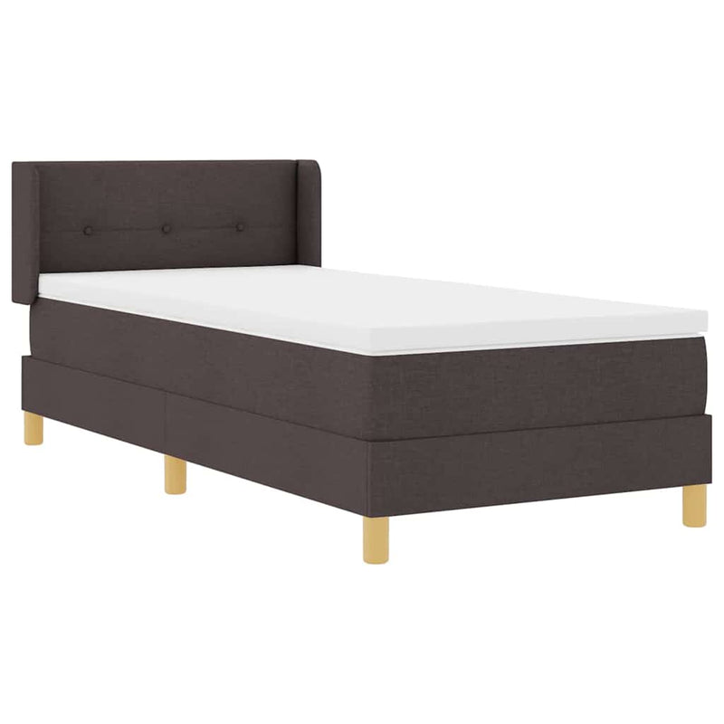 vidaXL Boxrugós ágy matracmal Sötétbarna és fehér 100 x 200 cm szövet
