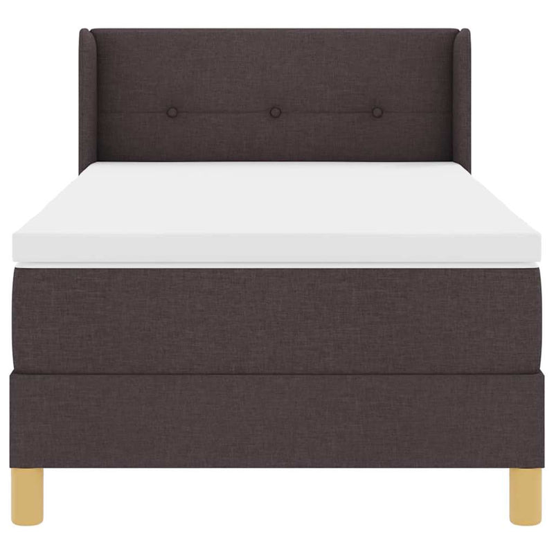 vidaXL Boxrugós ágy matracmal Sötétbarna és fehér 100 x 200 cm szövet