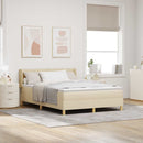 vidaXL Boxrugós ágy fejtámlával Krém 190 x 140 cm szövet