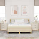 vidaXL Boxrugós ágy fejtámlával Krém 190 x 140 cm szövet