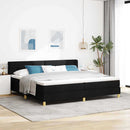 vidaXL Boxrugós ágy fejtámlával Fekete 200 x 200 cm szövet
