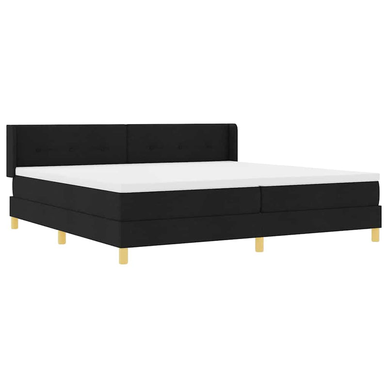 vidaXL Boxrugós ágy Fekete 200 x 200 cm Kárpitozás és Fa és Hab