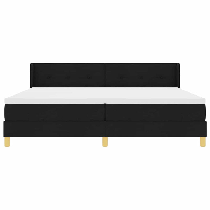 vidaXL Boxrugós ágy Fekete 200 x 200 cm Kárpitozás és Fa és Hab