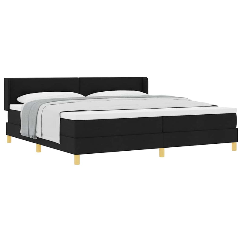 vidaXL Boxrugós ágy Fekete 200 x 200 cm Kárpitozás és Fa és Hab