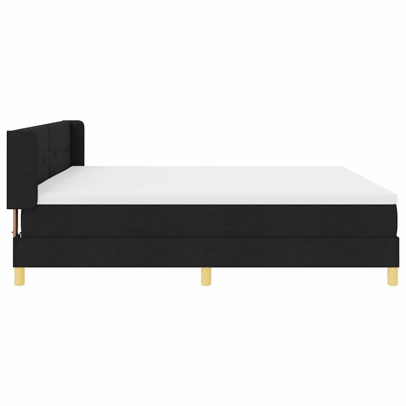 vidaXL Boxrugós ágy Fekete 200 x 200 cm Kárpitozás és Fa és Hab