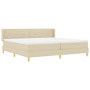 vidaXL Boxrugós ágy fejtámlával Krém 200 x 200 cm szövet