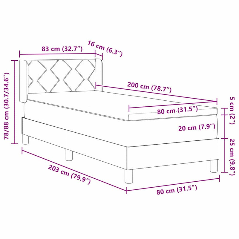 vidaXL Rugós Ágy matracmal Világosszürke 80 x 200 cm szövet