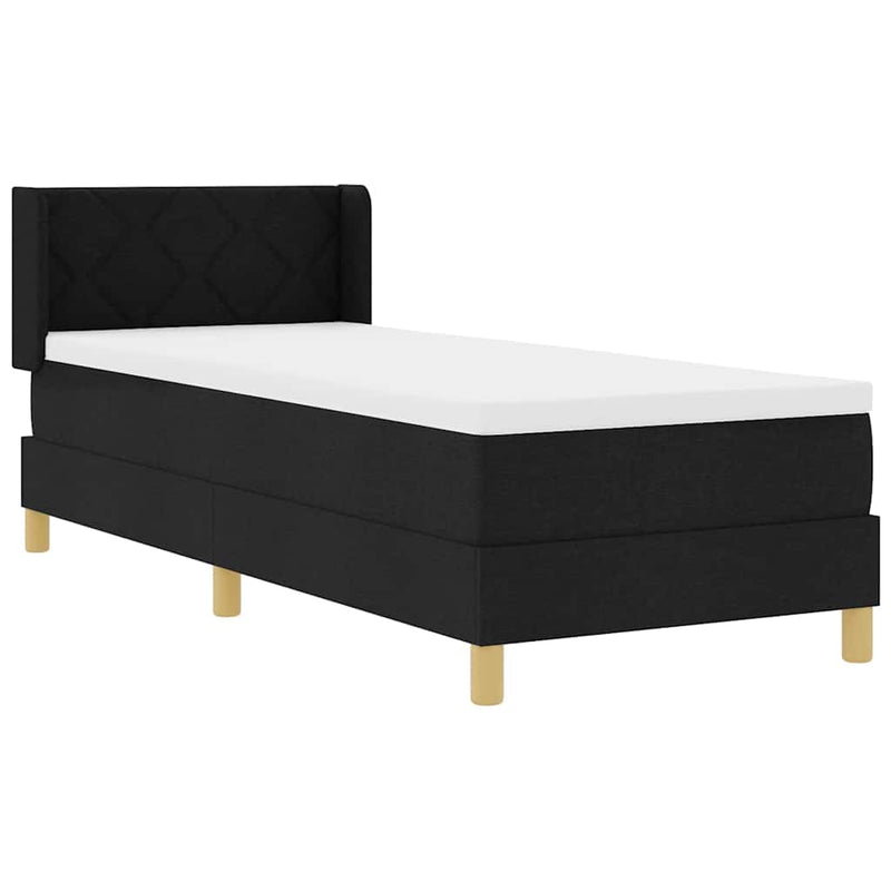 vidaXL Boxrugós ágy Fekete és fehér és fekete 80 x 200 cm szövet