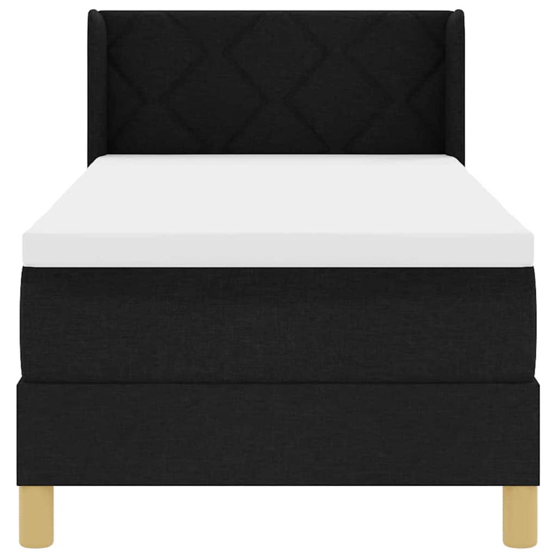 vidaXL Boxrugós ágy Fekete és fehér és fekete 80 x 200 cm szövet