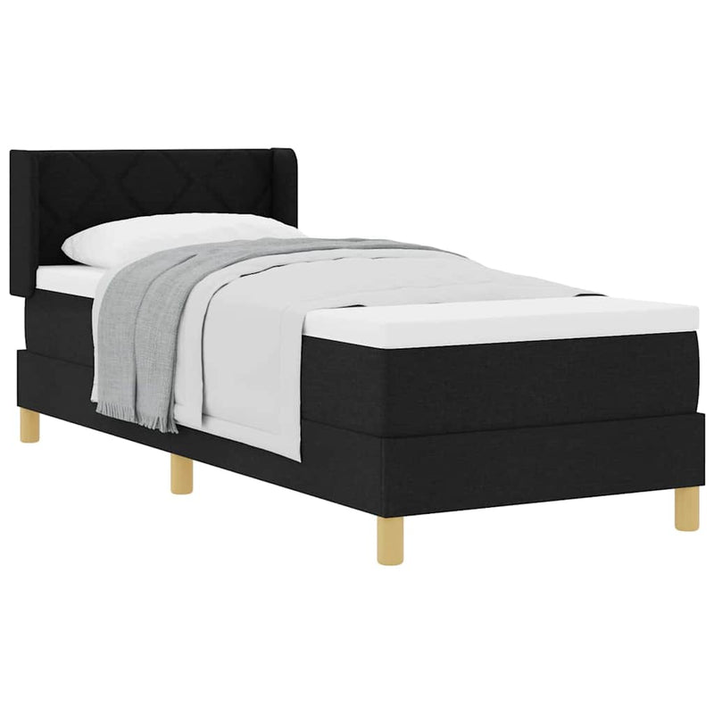 vidaXL Boxrugós ágy Fekete és fehér és fekete 80 x 200 cm szövet