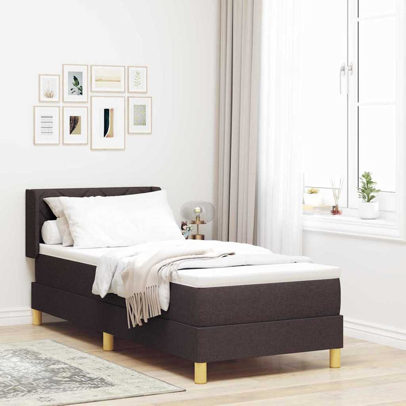 vidaXL Boxrugós ágy matracmal Sötétbarna és fehér 80 x 200 cm szövet