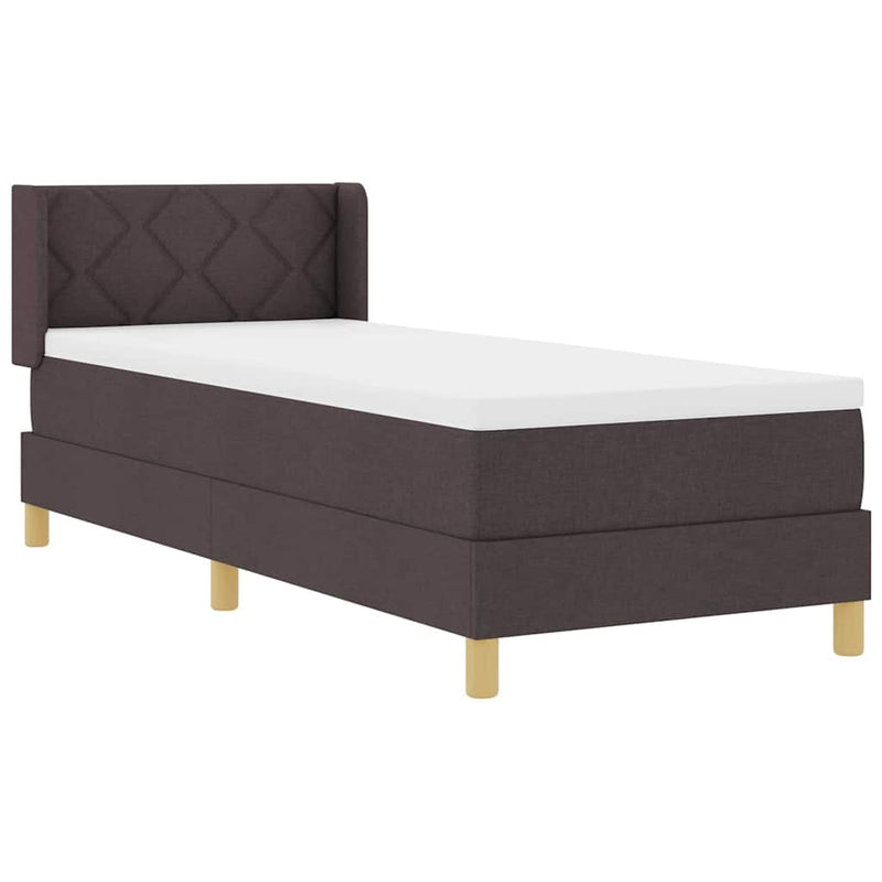 vidaXL Boxrugós ágy matracmal Sötétbarna és fehér 80 x 200 cm szövet